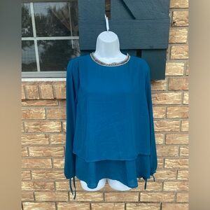 Blouse with Beaded Neckline sz M  NWT